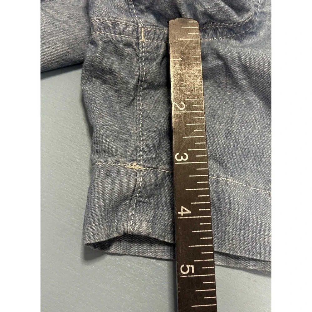 Ralph Lauren Sz 14 Pleated Chambray High Rise Adjustable Cross Belted Mom Shorts